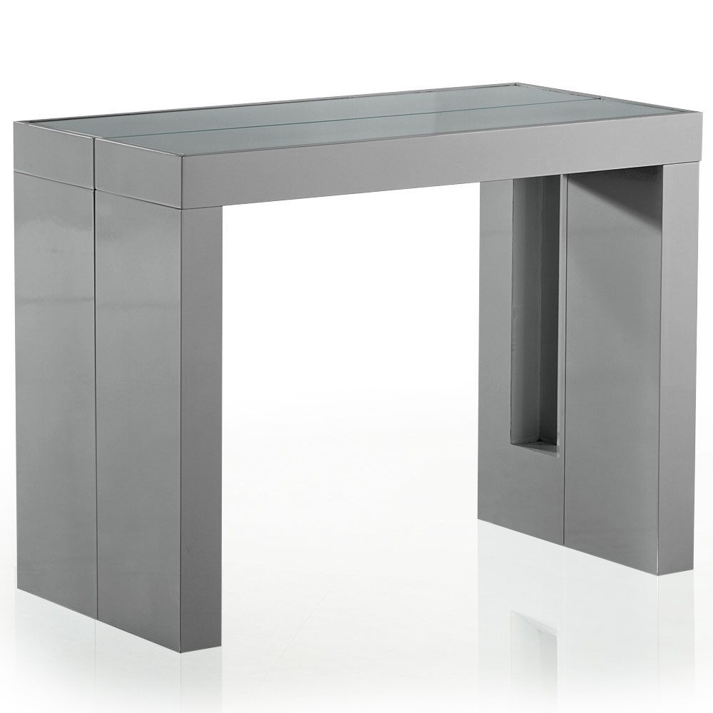  Table  console  extensible laqu  gris 50  250 cm 12 