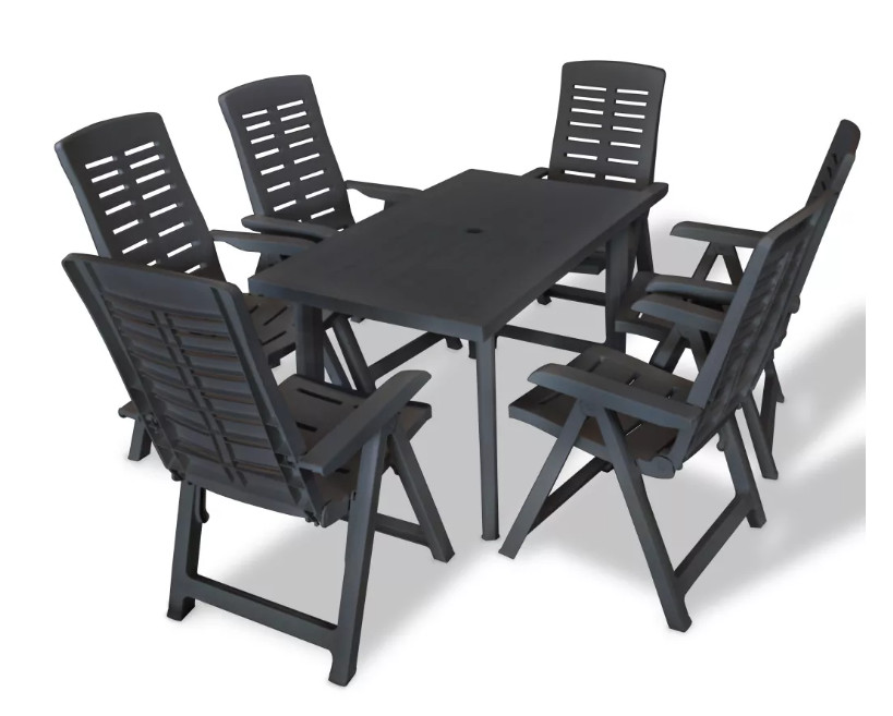 Octane  Table rectangulaire et 6 chaises de jardin plastique