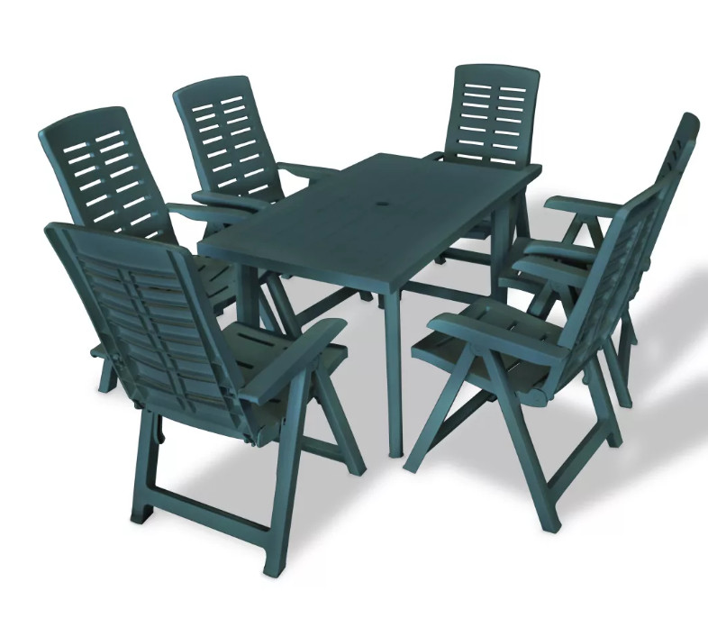 Octane  Table rectangulaire et 6 chaises de jardin plastique vert