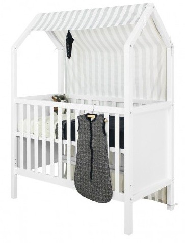 Bopita Tente Tissu Blanc Et Beige Pour Lit Bebe My First House Lestendances Fr