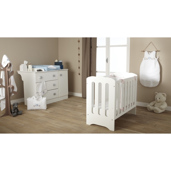 Domiva Lit A Barreaux 50x100 Cm Bois Massif Blanc Mini Nuage Lestendances Fr