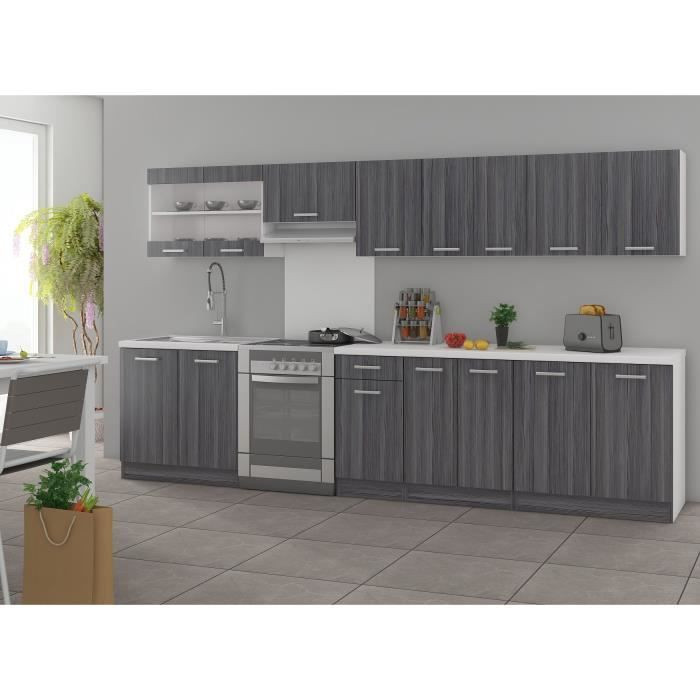 ULTRA Cuisine complete avec plan de travail L 3m20 - Décor chene gris